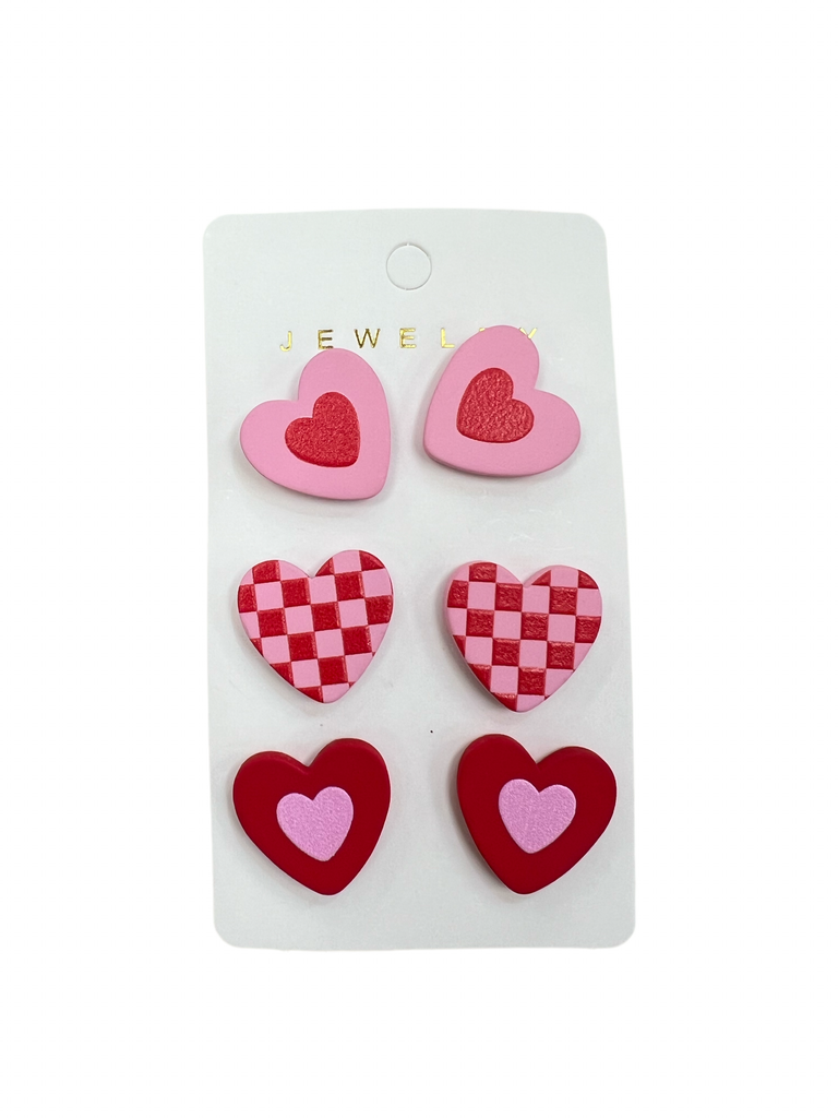 Heart Stud Earring Trio Earrings