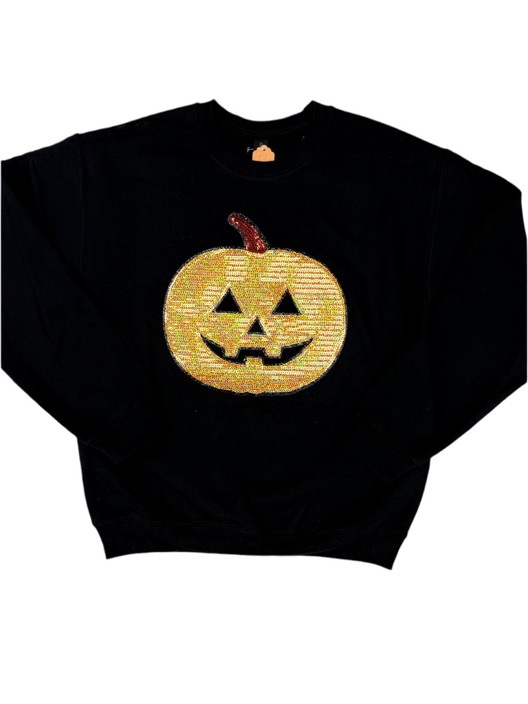 Sequin Pumpkin Patch Crewneck Sweatshirt