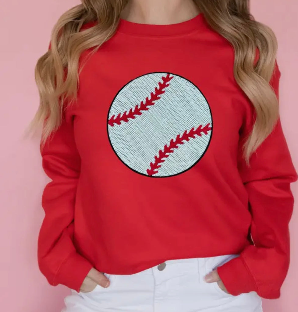 Baseball sequin patch sweatshirt
