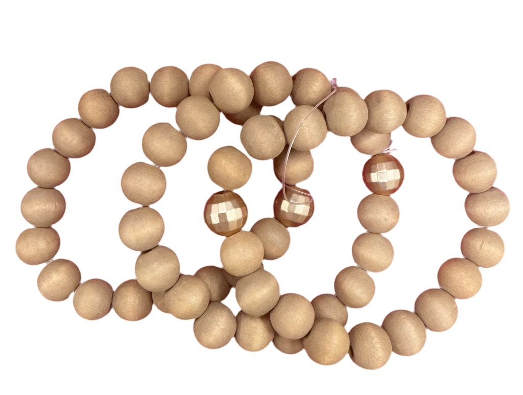 Wood Bead Trio Bracelet set