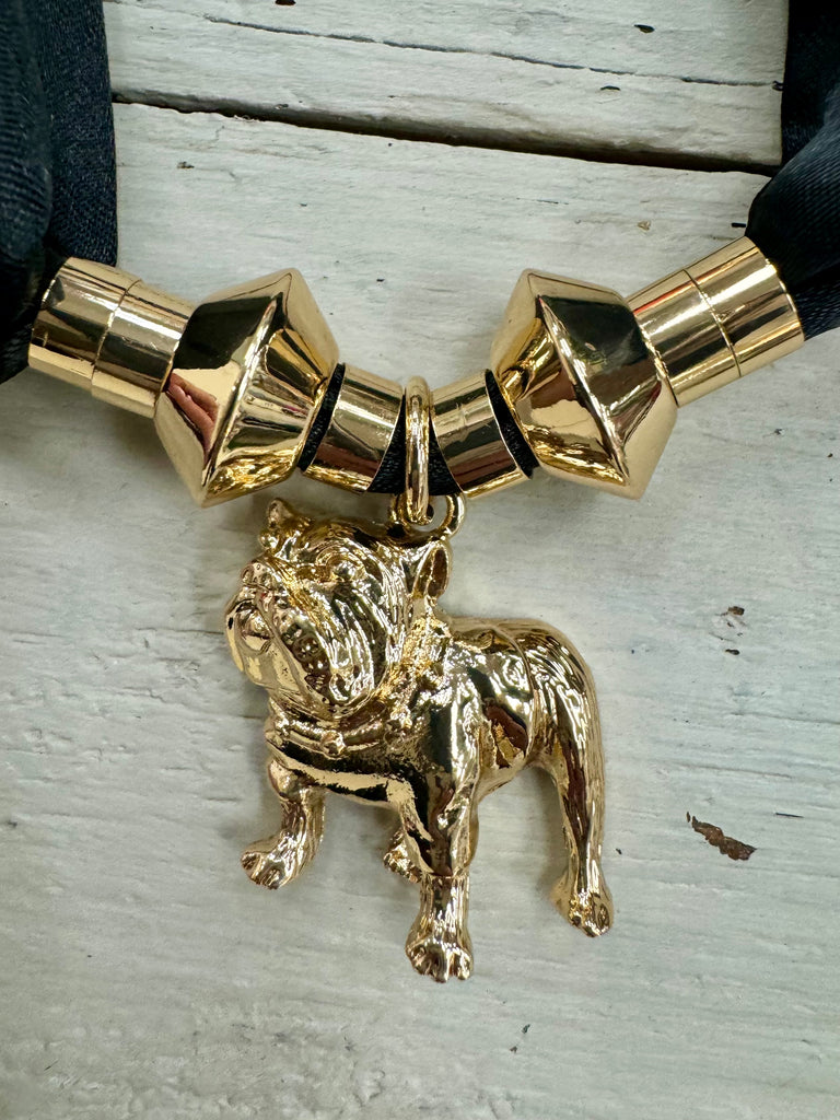 Bulldog Silk Scarf Necklace