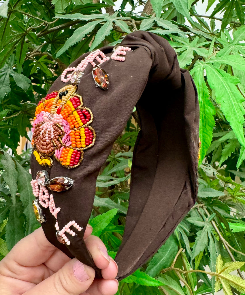 Beaded Turkey Knotted Headband