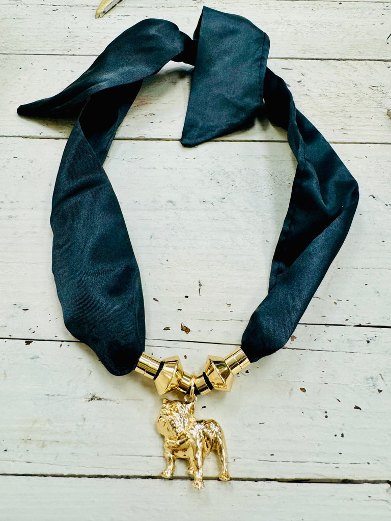 Bulldog Silk Scarf Necklace