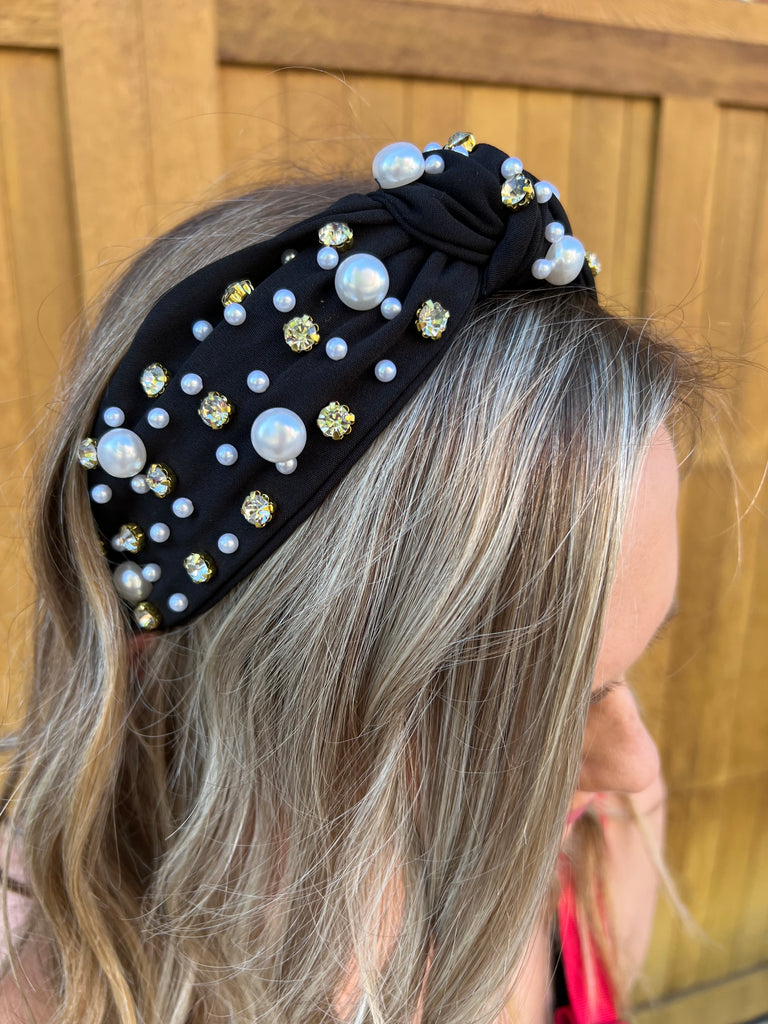 Black Stone + Pearl Headband