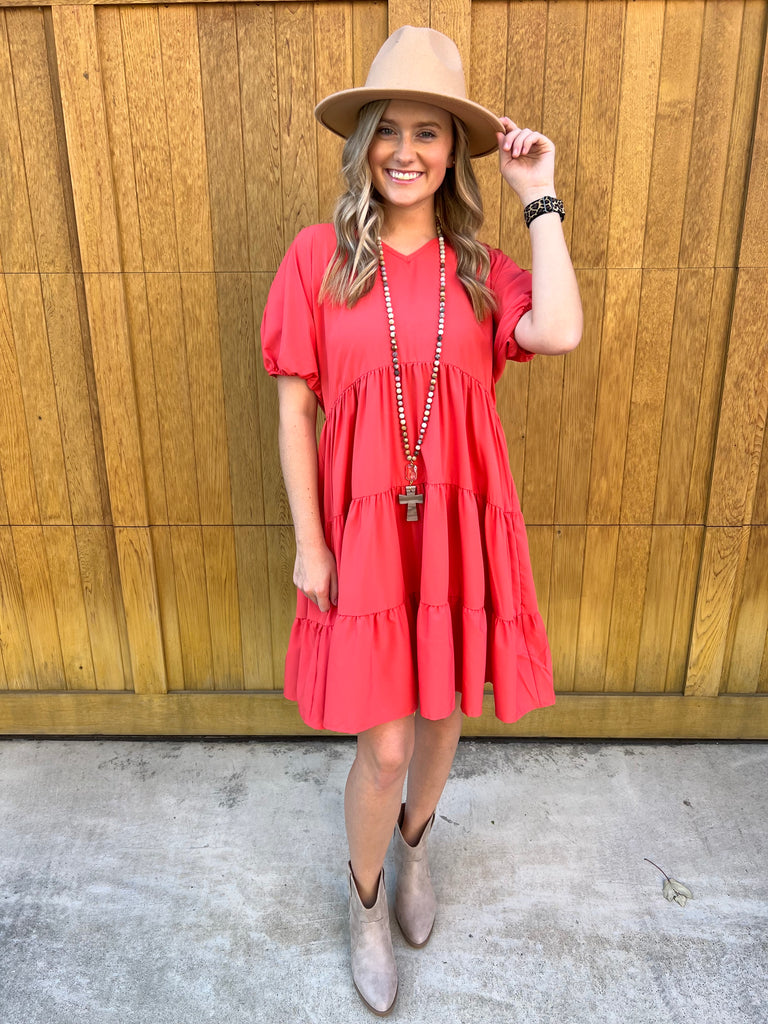 Peach Ruffle tiered dress