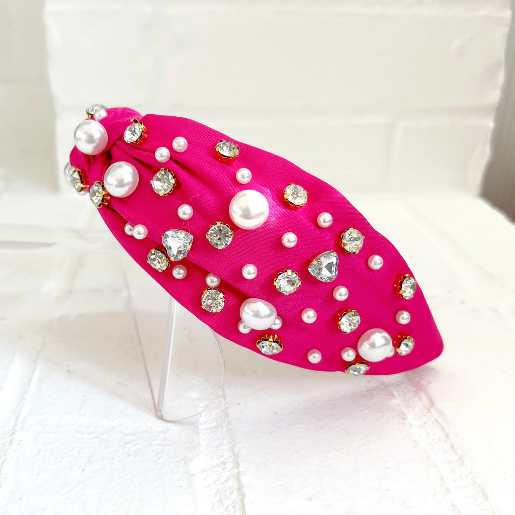 Pink Stone + Pearl Headband