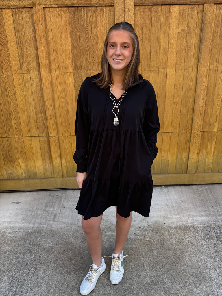 Black Ruffle Tiered Dress