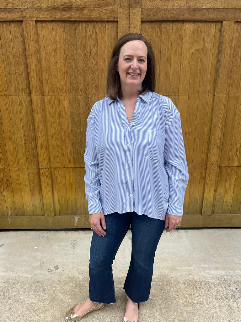 Stripe Button Down Blouse