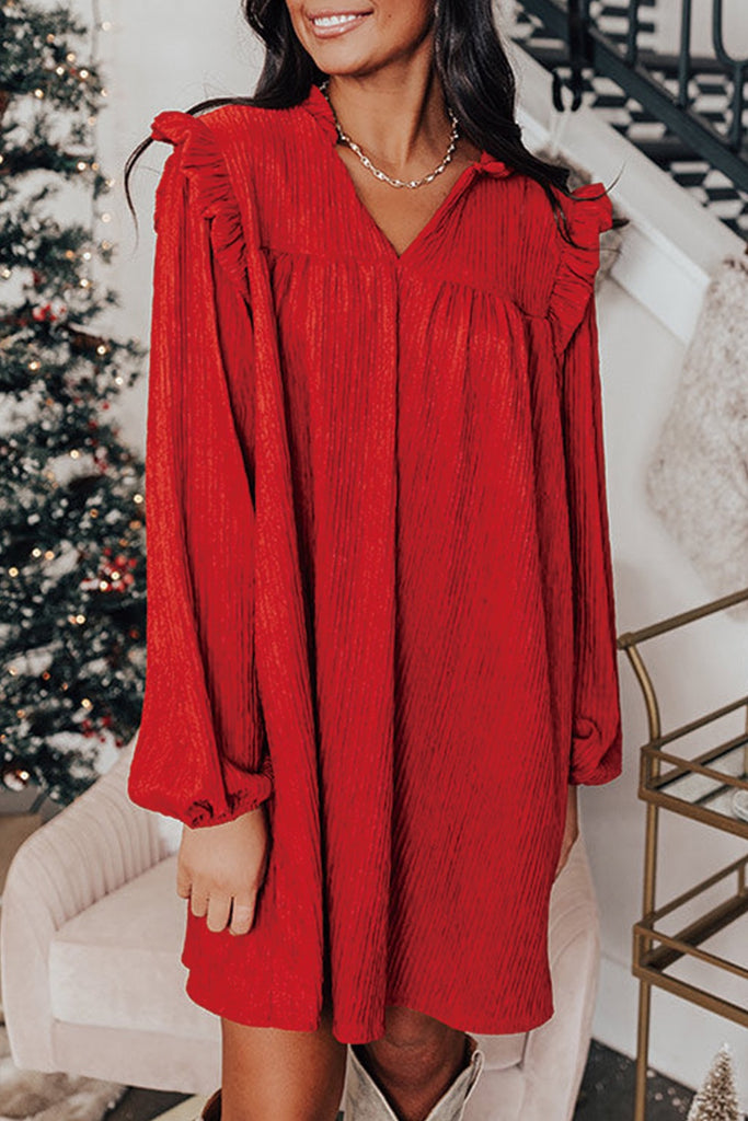 Holiday Red Ruffle Dress