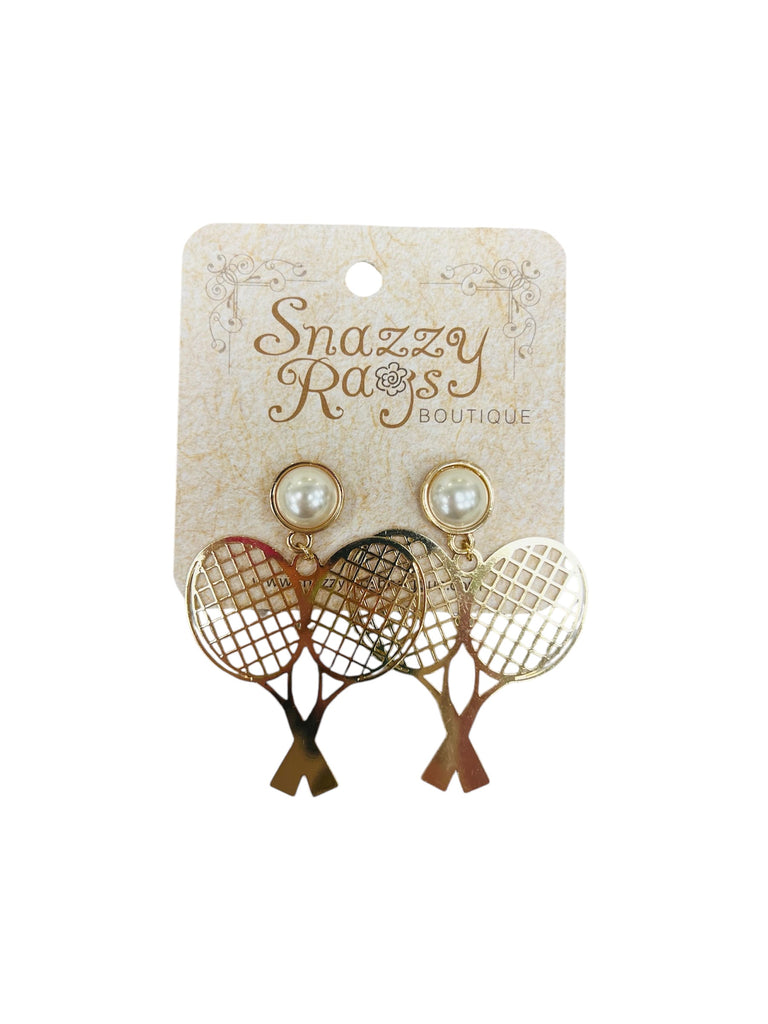 Gold Tennis Racket Earrings