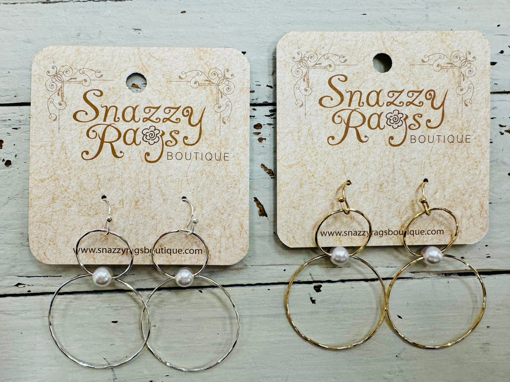 Double Hoop with Pearl Earring