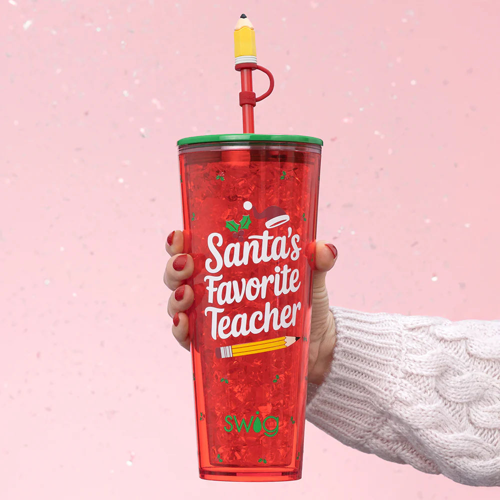 Swig Life 24oz Plastic Timber-Santa’s Favorite Teacher