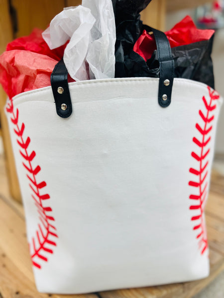 Canvas baseball tote bag on sale