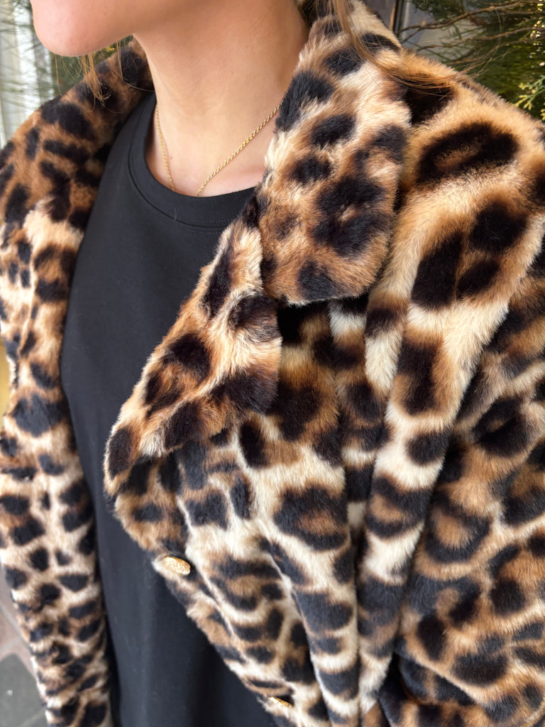 Leopard Print Midi Length Coat