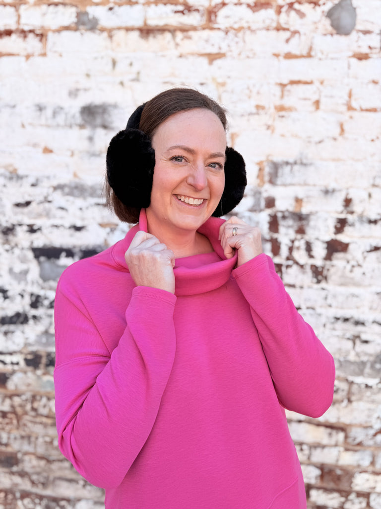 Pink Cowl Neck Long Sleeve Top