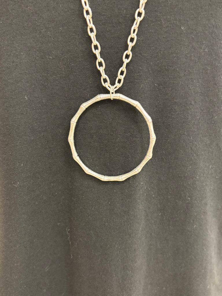 Silver Bamboo Pendant Necklace