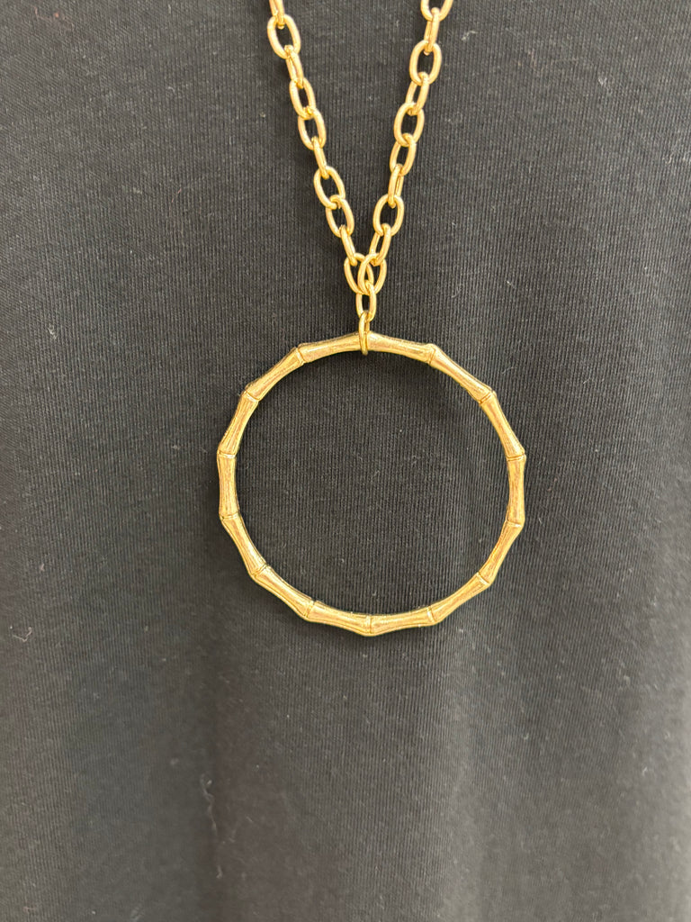 Gold Bamboo Pendant Necklace