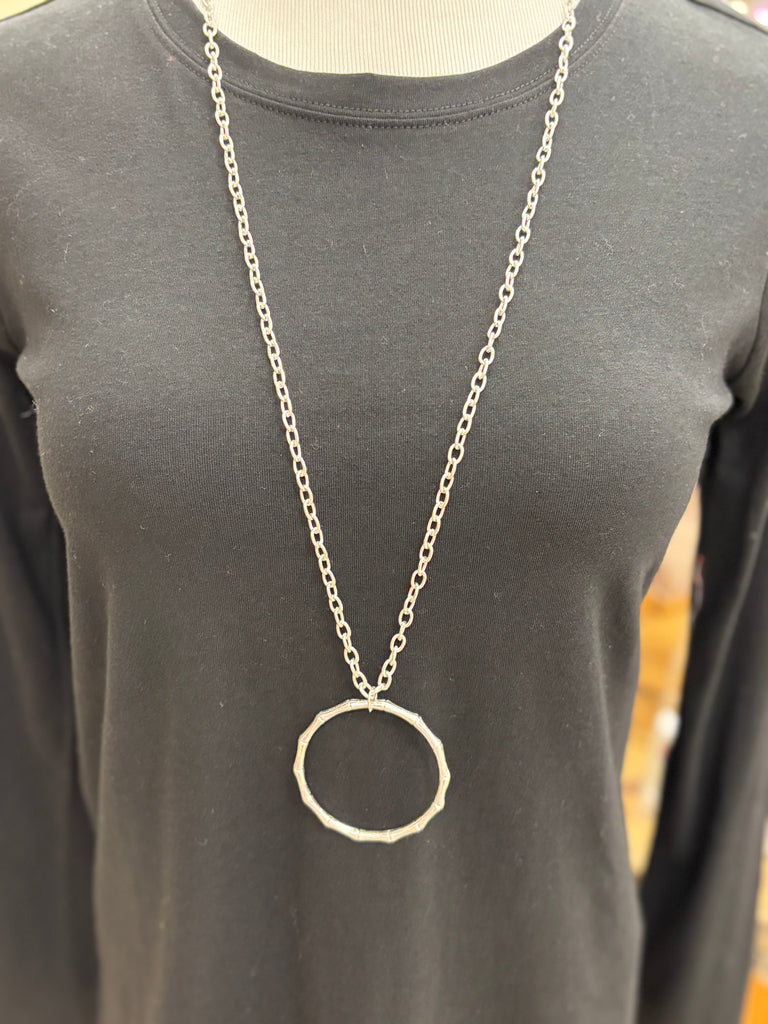 Silver Bamboo Pendant Necklace