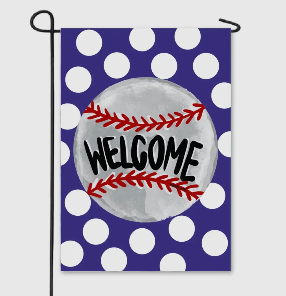Purple Baseball Garden Flag