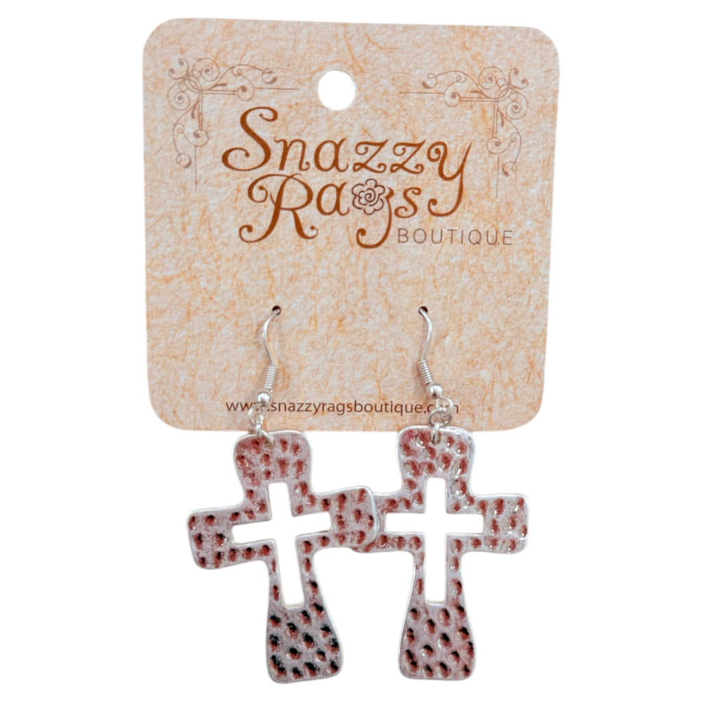 Silver Cross Cut Out Earrings