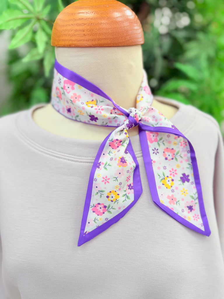 Tiny Flower Print Silk Scarf