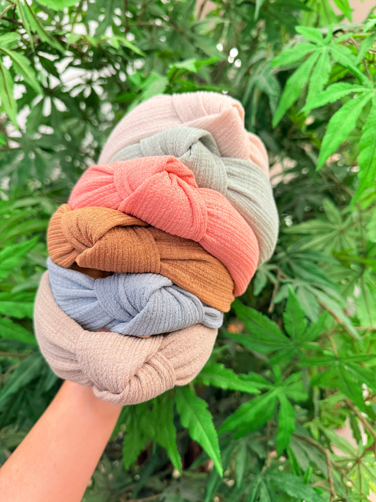 Solid Colored Linen Knotted Headbands