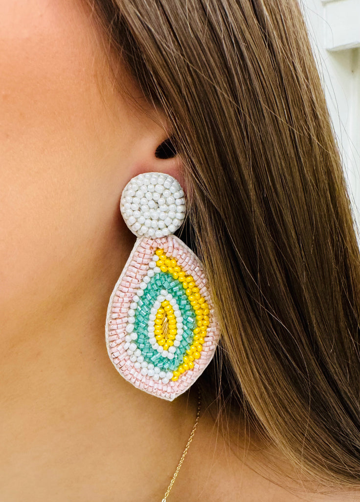 Beaded Pastel Teardrop Earring