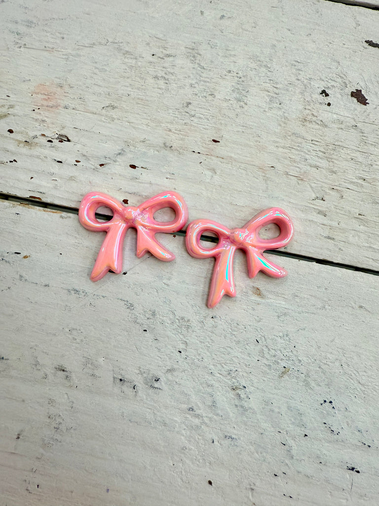 Chrome Bow Stud Earrings