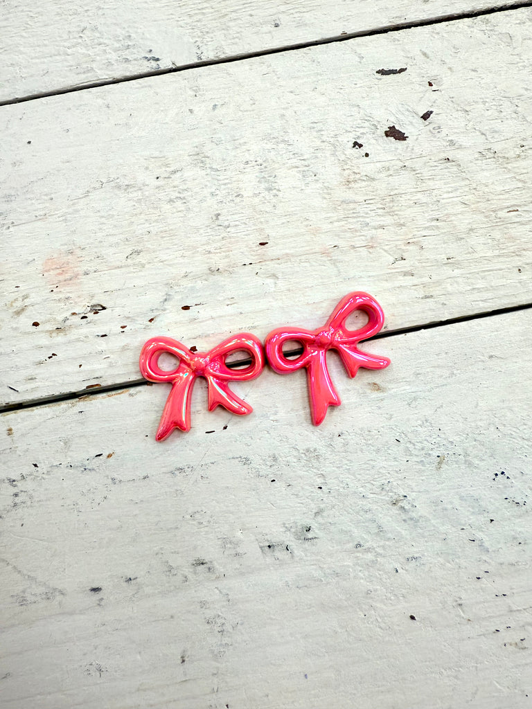 Chrome Bow Stud Earrings