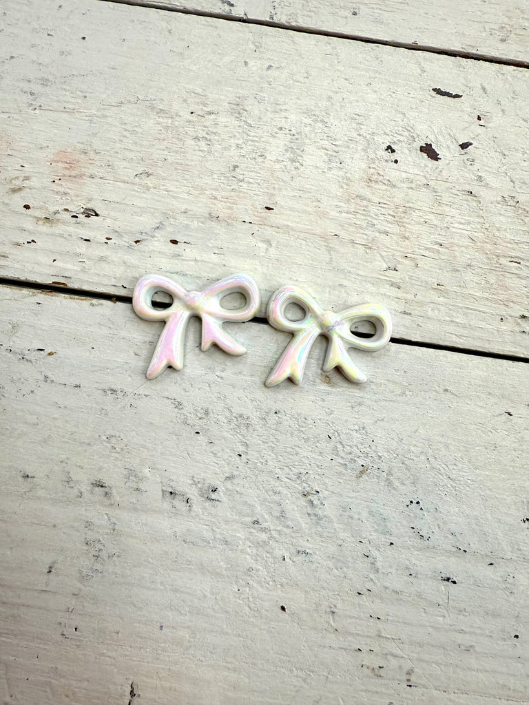 Chrome Bow Stud Earrings