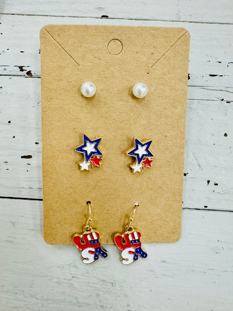 Red/White/Blue Trio Earring set