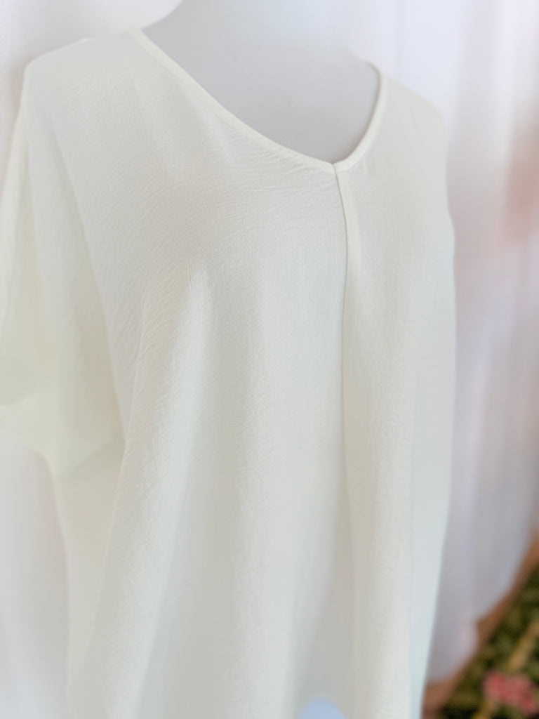 White V Neck Boyfriend Top