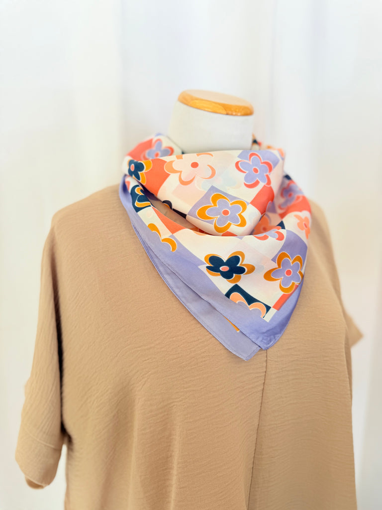 Groovy Lilac Daisy Silk Scarf