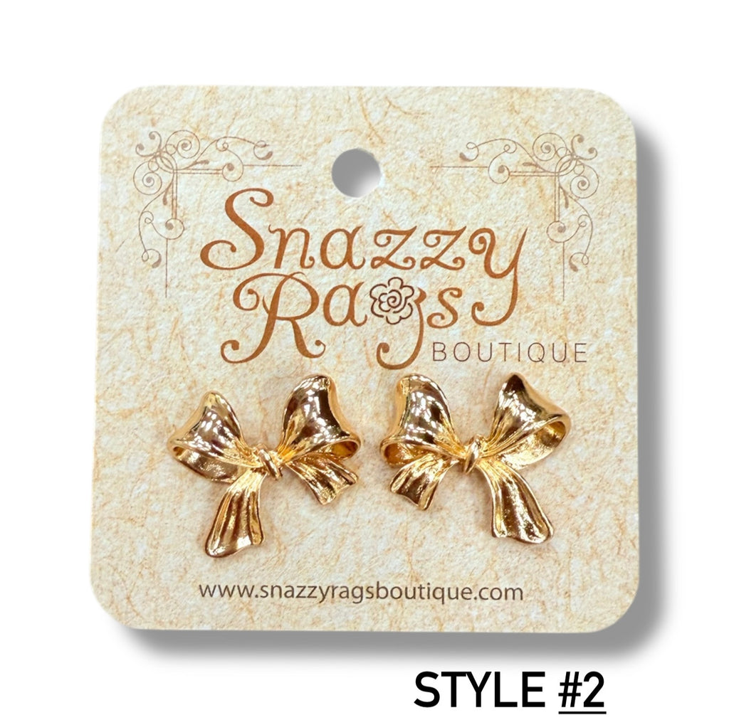 Gold Bow Ribbon Earrings
