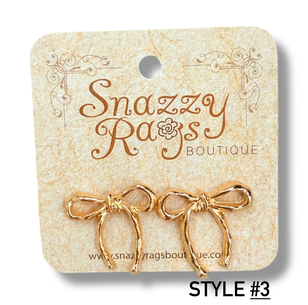 Gold Bow Ribbon Earrings