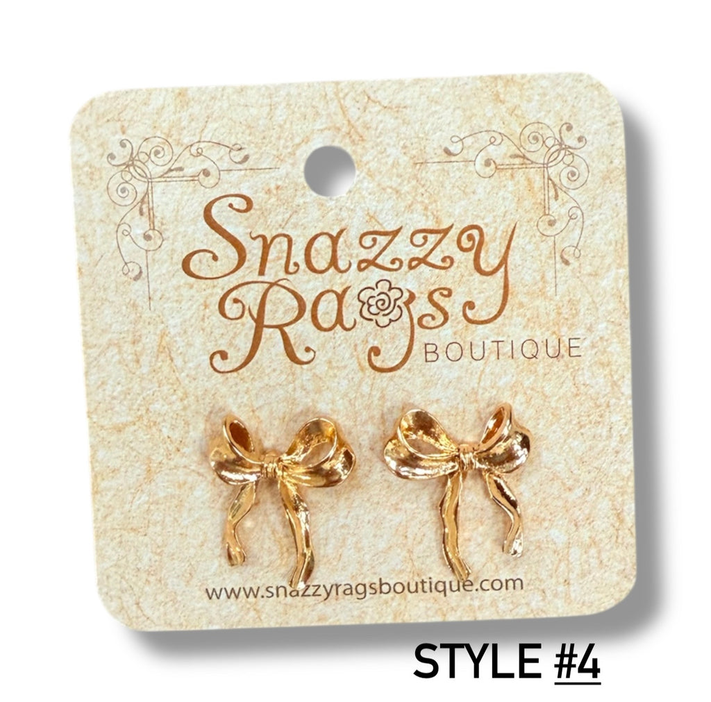 Gold Bow Ribbon Earrings