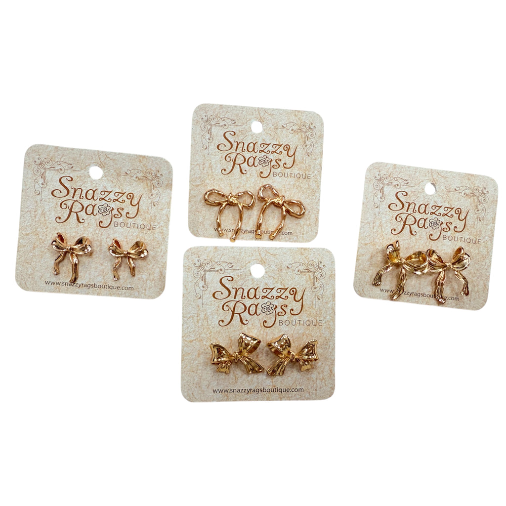 Gold Bow Ribbon Earrings