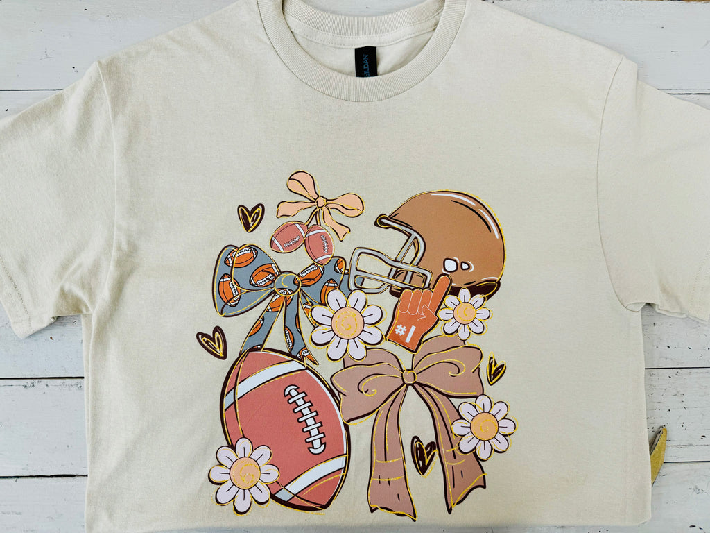 Football And Bows Graphic Tee