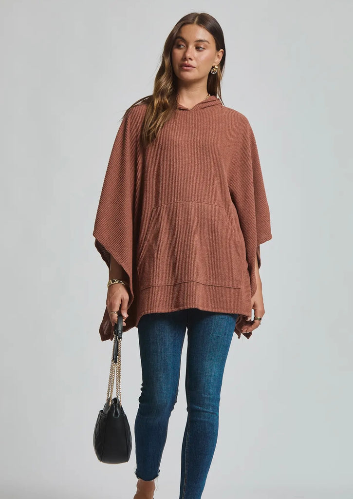 Ribbed Knit Poncho Top