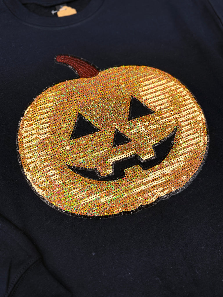Sequin Pumpkin Patch Crewneck Sweatshirt