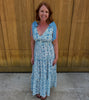 Floral V Neck Tie Midi Dress