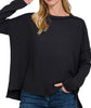 Ribbed Boatneck Long Sleeve Top