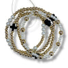 Dainty Gold, Pearl & Black Cross Bracelet Set