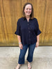 Navy Button Down Blouse