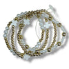 Dainty Gold, Pearl & White Cross Bracelet Set