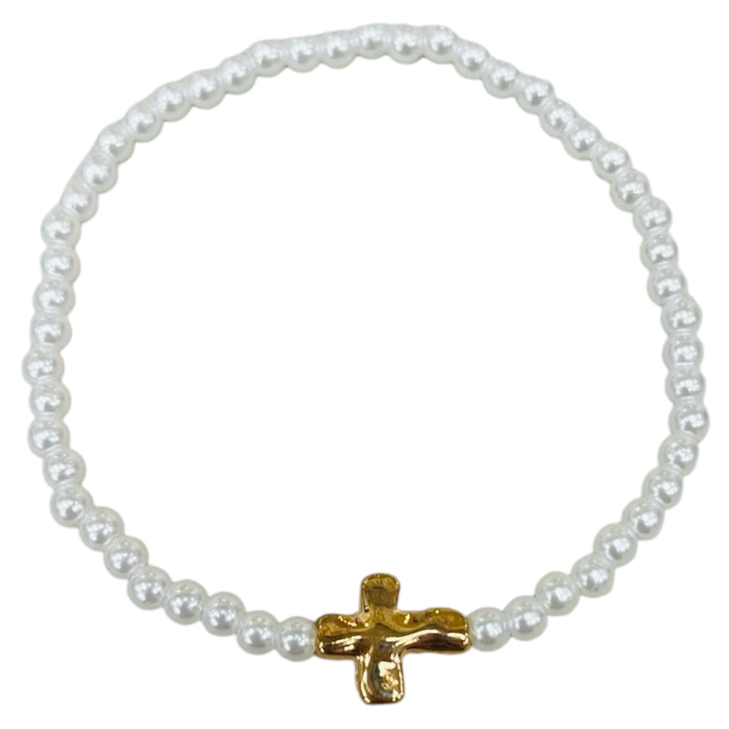 Beaded Gold Cross Bracelet