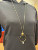 Hoop Pendant with Flower and Pearl Necklace