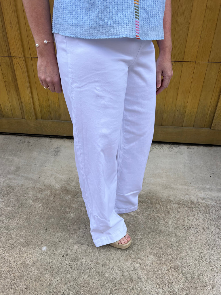 White Wide Leg Pull on Denim