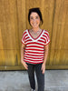 Red Stripe Knitted Sweater Vest