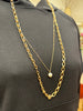 Layered Gold Cable Chain with Pearl Pendant Necklace